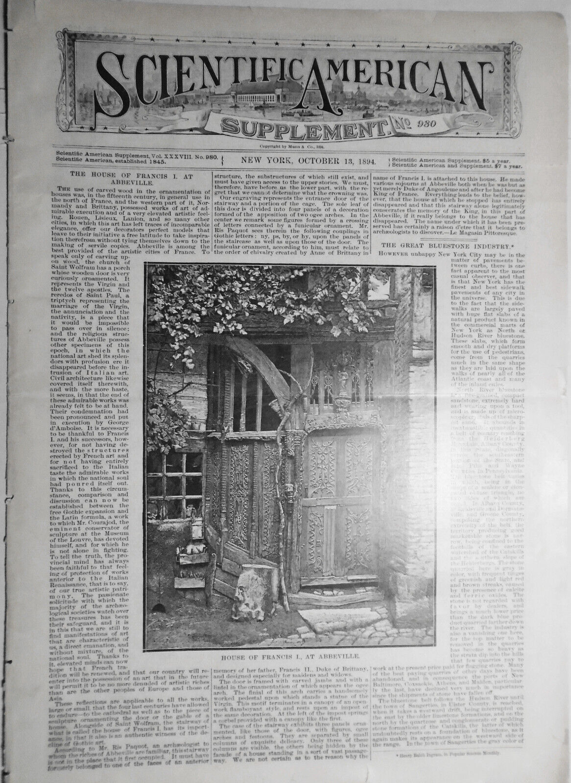 Scientific American Supplement, 980. October 13, 1894. - Complete Original Issue