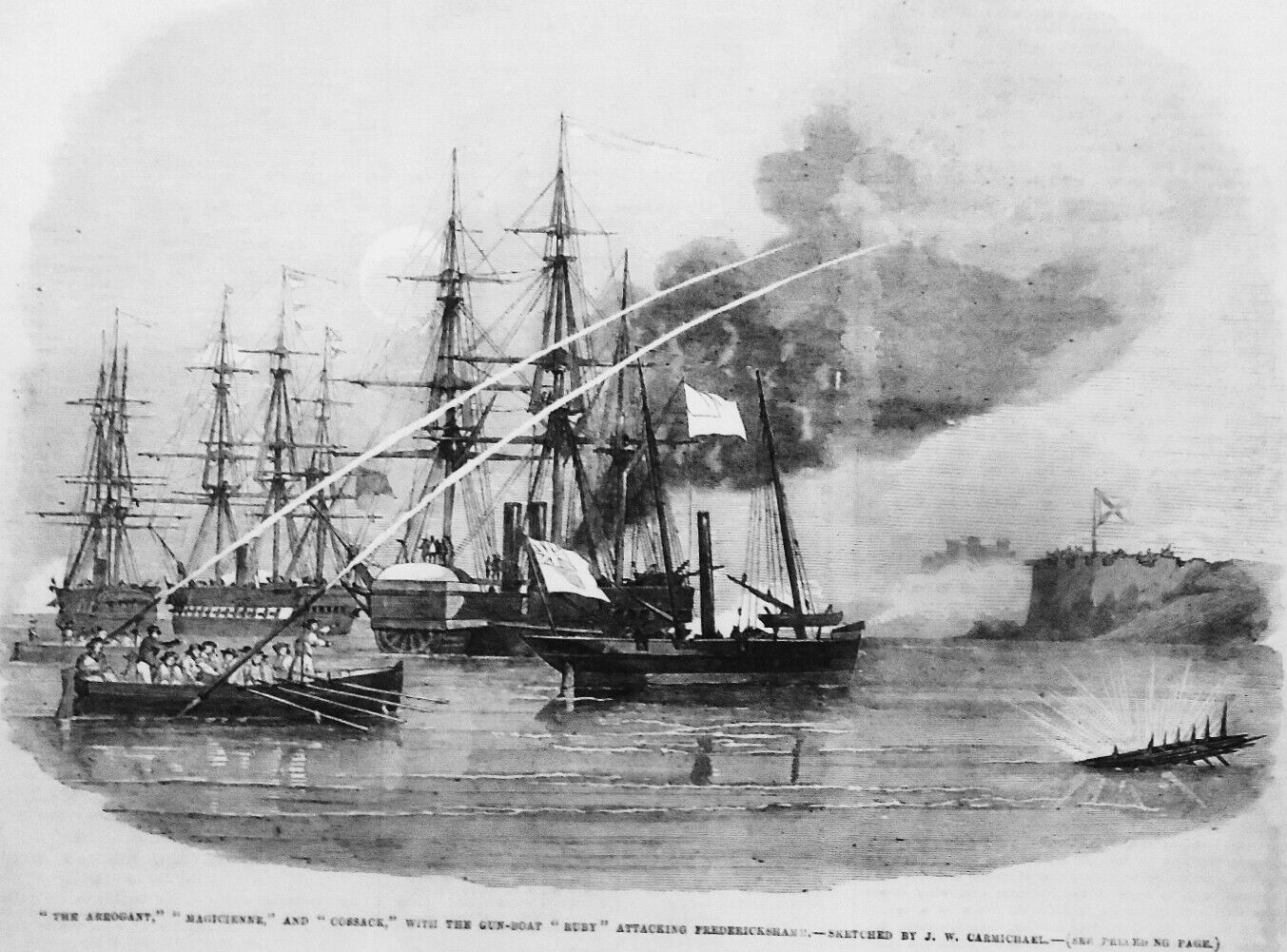 Sketches in the Baltic - llustrated London News, September 15, 1855. Two prints.