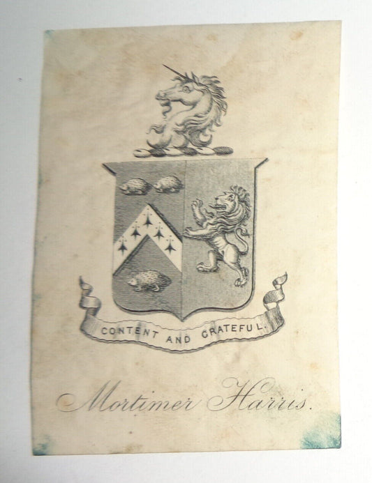 Mortimer Harris - Armorial bookplate - circa 1850