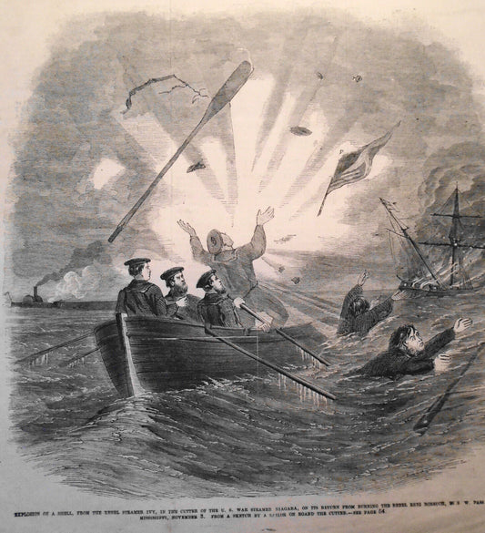 Explosion Of A Shell, From Rebel Steamer Ivy.. Frank Leslie's December 14, 1861