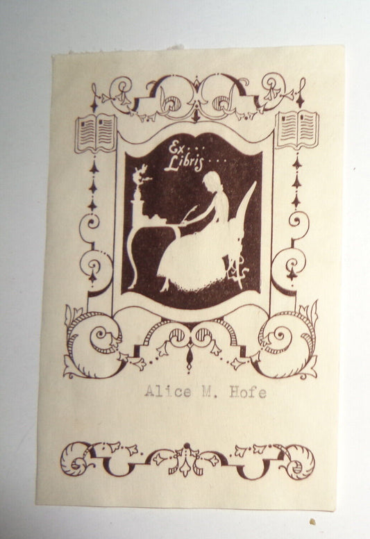 Alice M. Hofe - Ex Libris Bookplate - 1930s