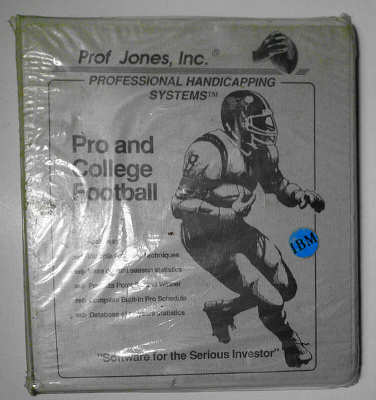 Pro-Series Football by Professor Jones - Handicapping Software for IBM. [1980s]