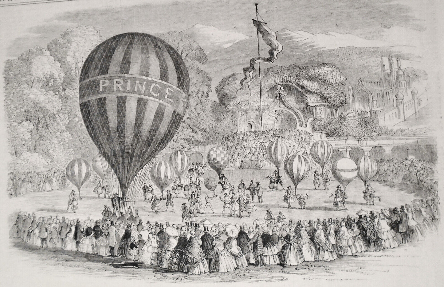 Juvenile Fete & Balloon Race At Cremorne Gardens - Illustrated London News 1859