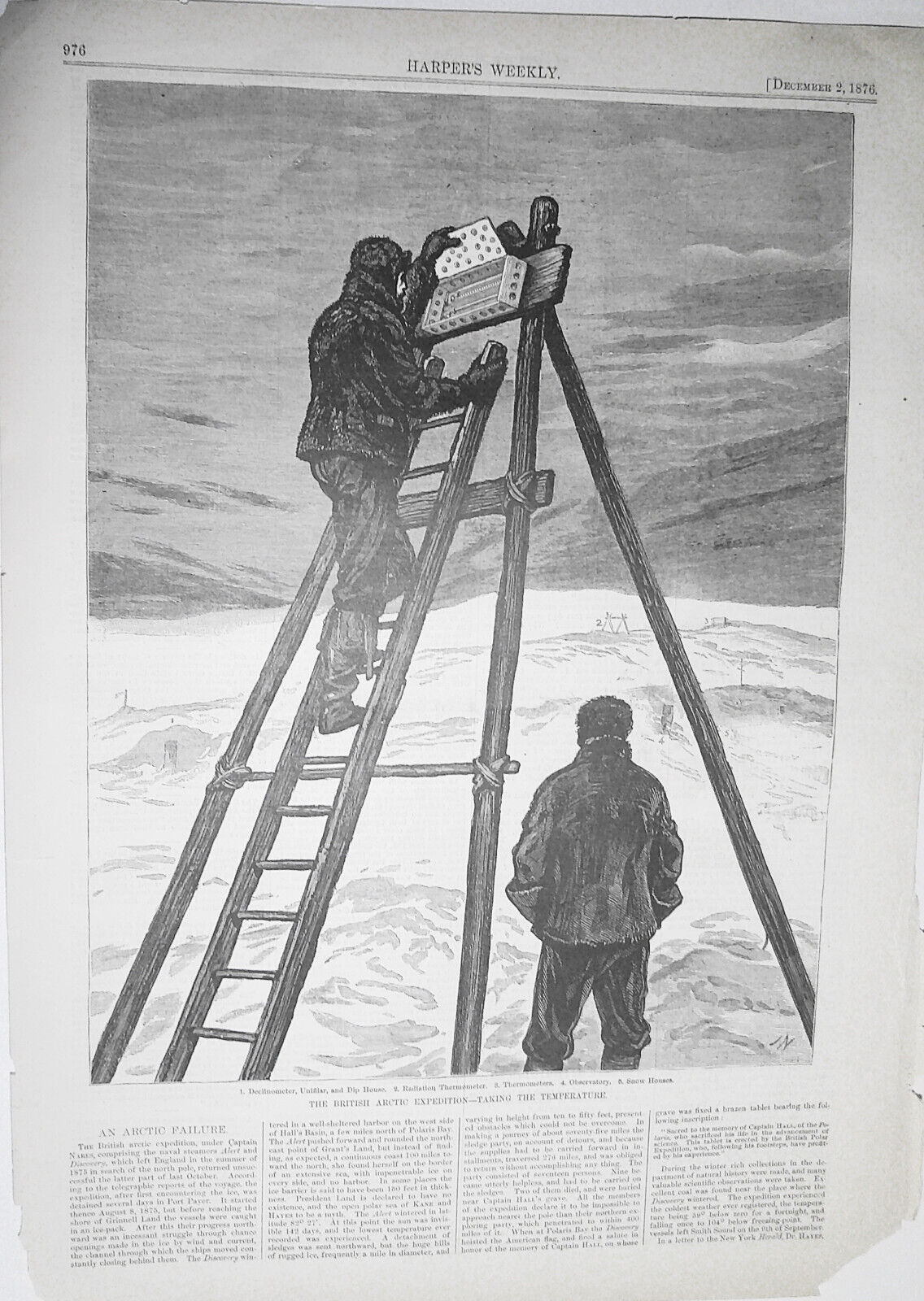 The failed British Arctic Expedition  - Harper's Weekly, Dec. 2, 1876 - 2 prints