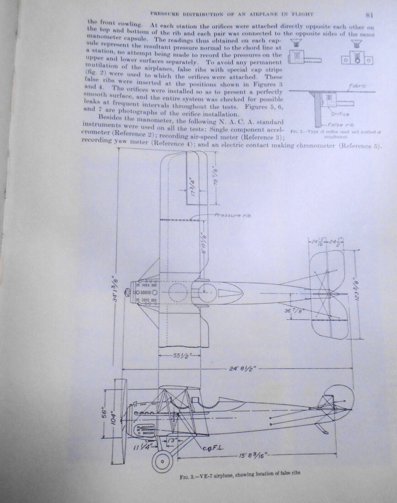 1927  Pressure distribution over a wing and tail rib of a VE-7  and TS airplane