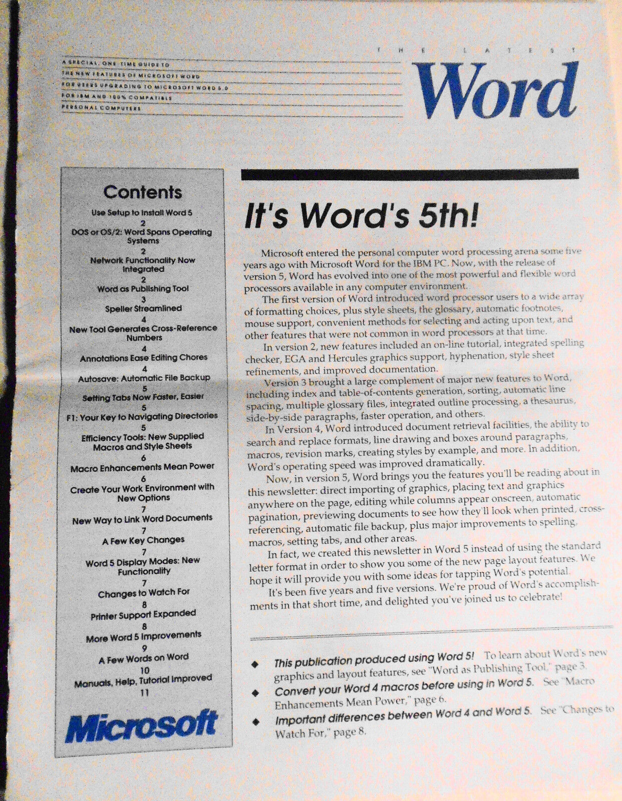 1988 "The Latest Word" - Microsoft Special one-time guide to Word 5.0