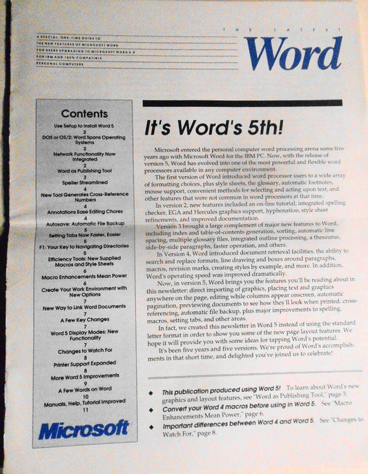 1988 "The Latest Word" - Microsoft Special one-time guide to Word 5.0