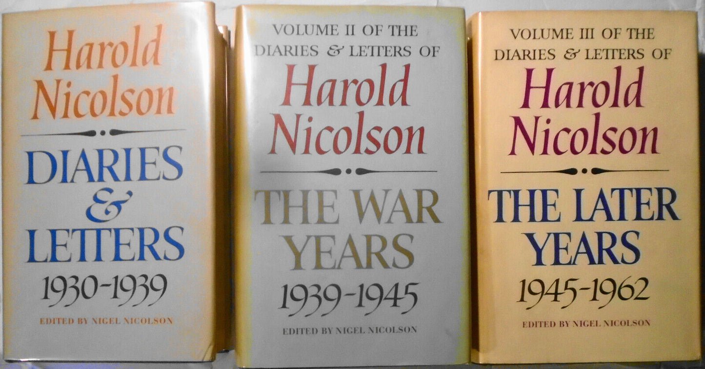 Harold George Nicolson : Diaries and Letters, 1930-1962 - 3 Volumes set. HC/DJ