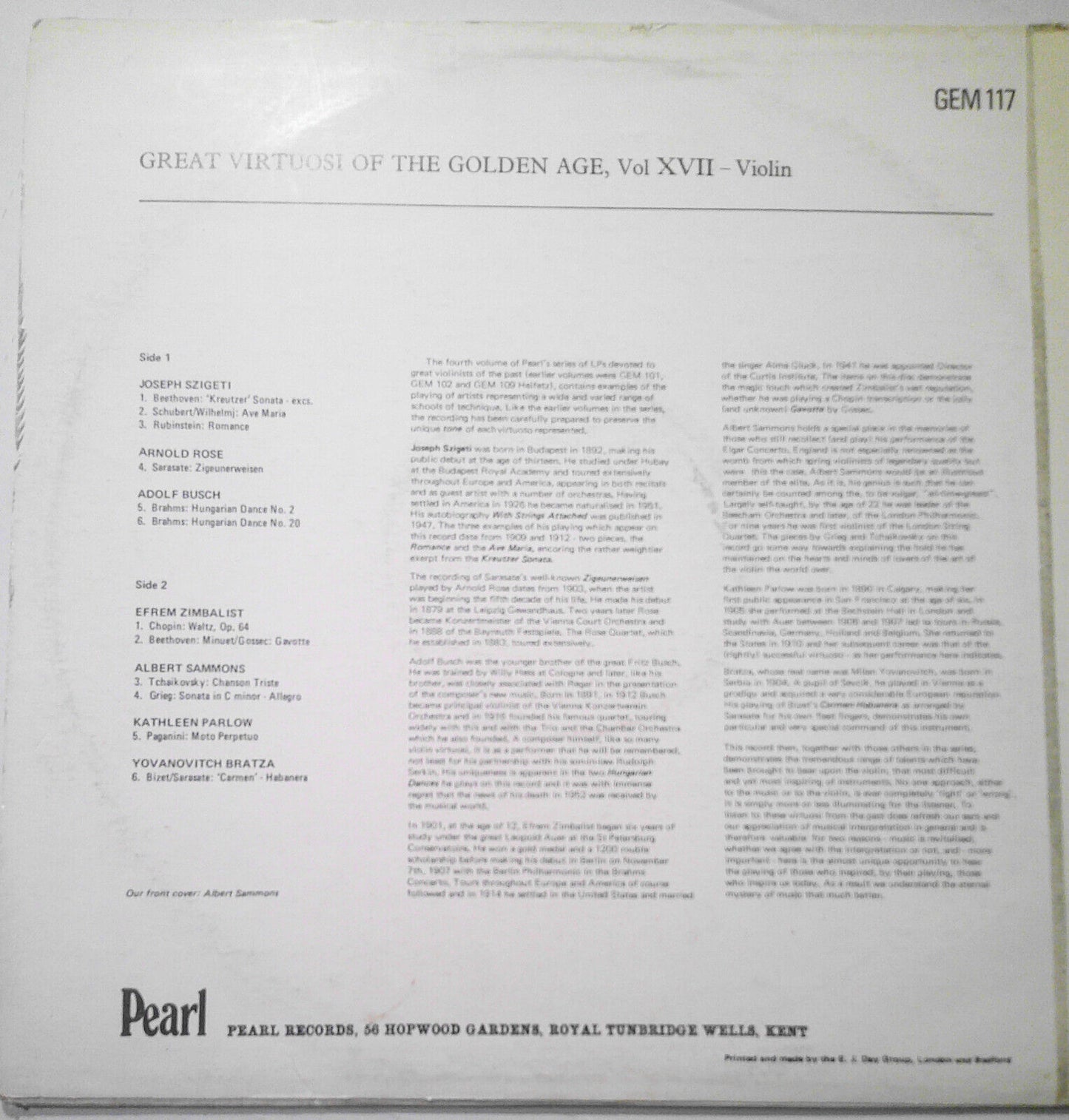 4 violin & cello vinyl LPs lot : Milstein, Szigeti, Meunier, de Sarasate, et al