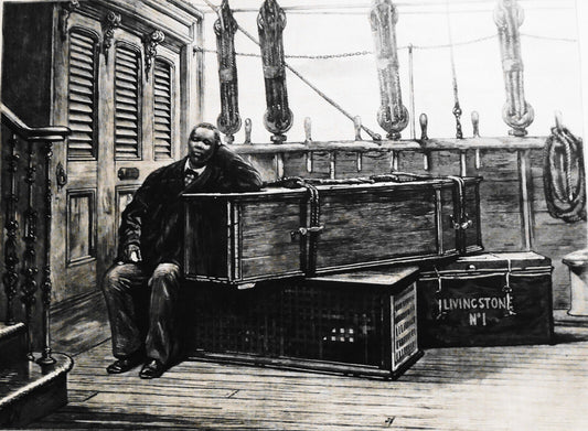 Jacob Wainwright and the body of Dr. Livingstone - Harper's Weekly 1874 Original