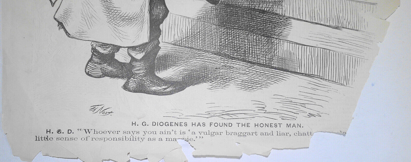 H. G. Diogenes Has Found the Honest Man, by Thomas Nast. Harper's Weekly, 1871