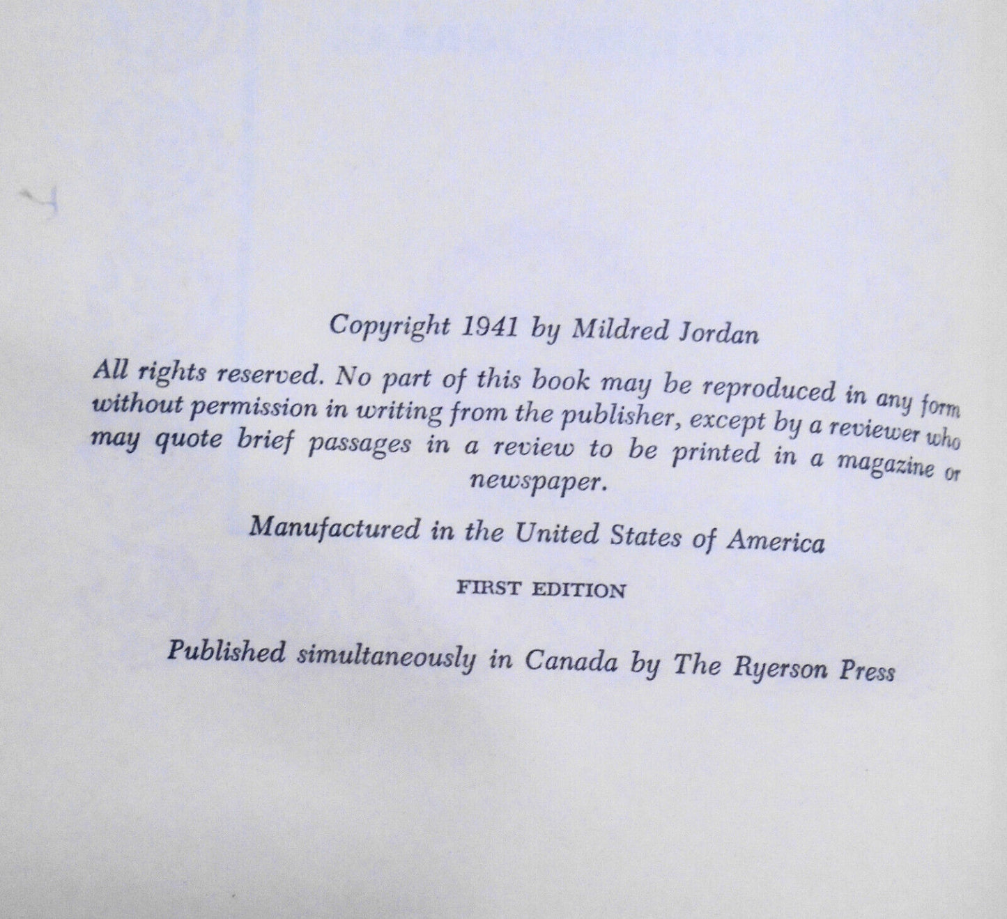 One Red Rose Forever, by Mildred Jordan - SIGNED FIRST EDITION 1941 Hardcover