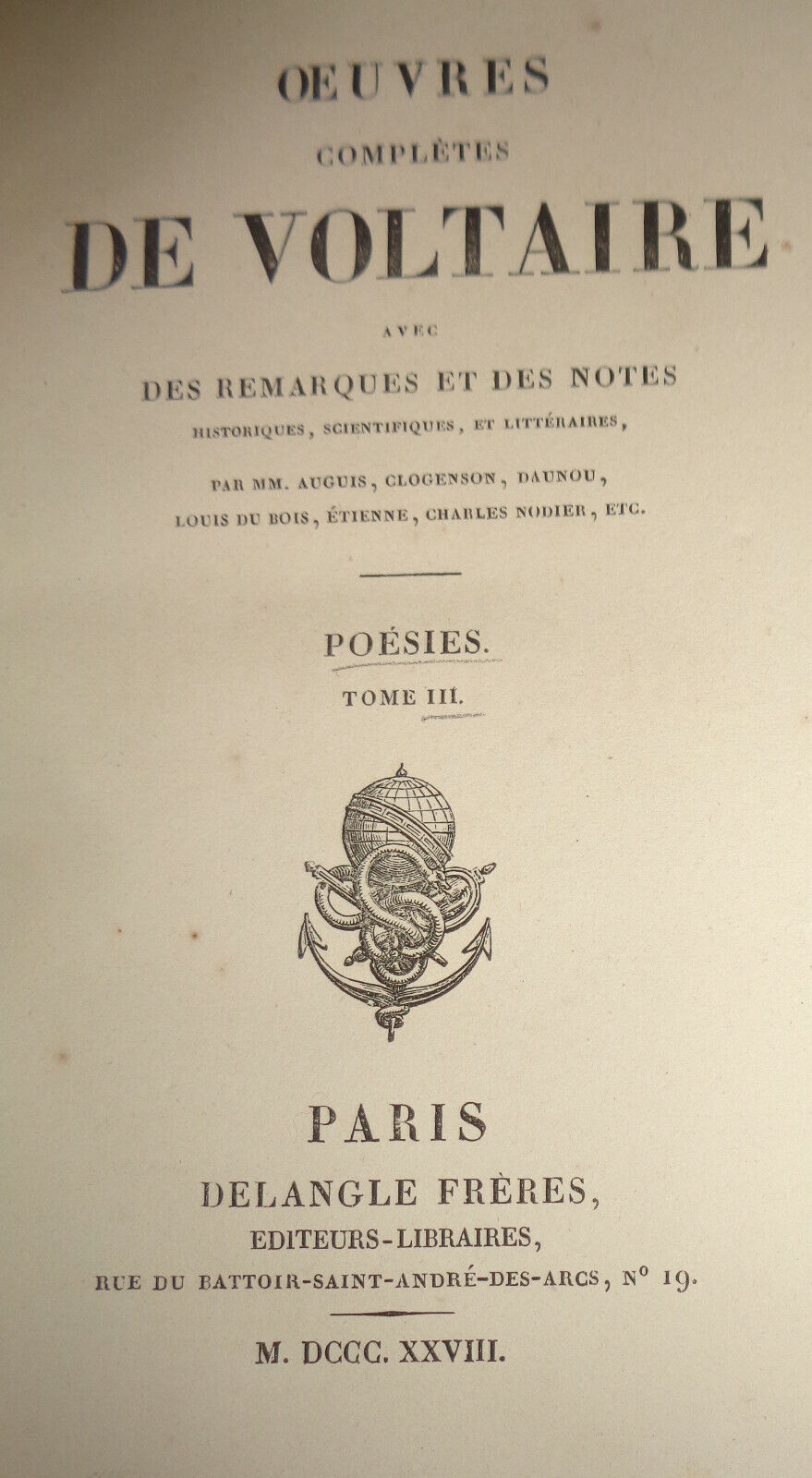 1828  - OEUVRES COMPLETES DE VOLTAIRE, TOME XVII : THEATRE, TOME III.