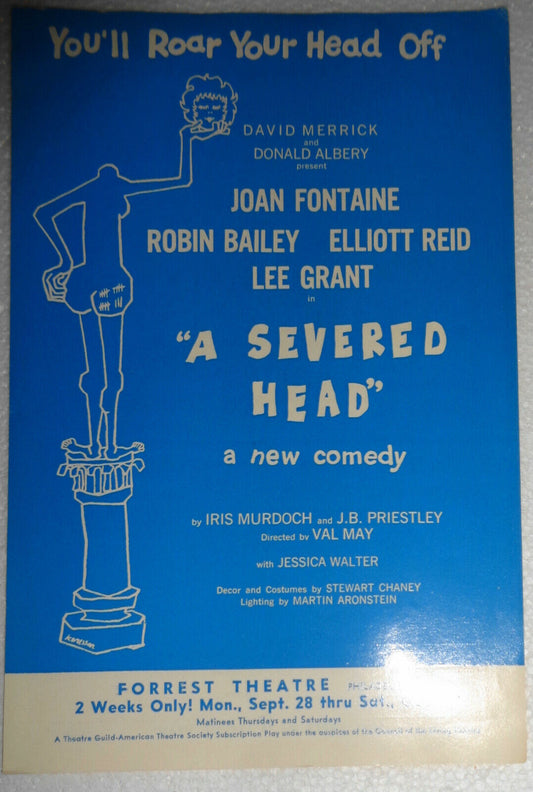 A Severed Head -Joan Fontaine, Robin Bailey, Lee Grant. Forrest Theater 1964