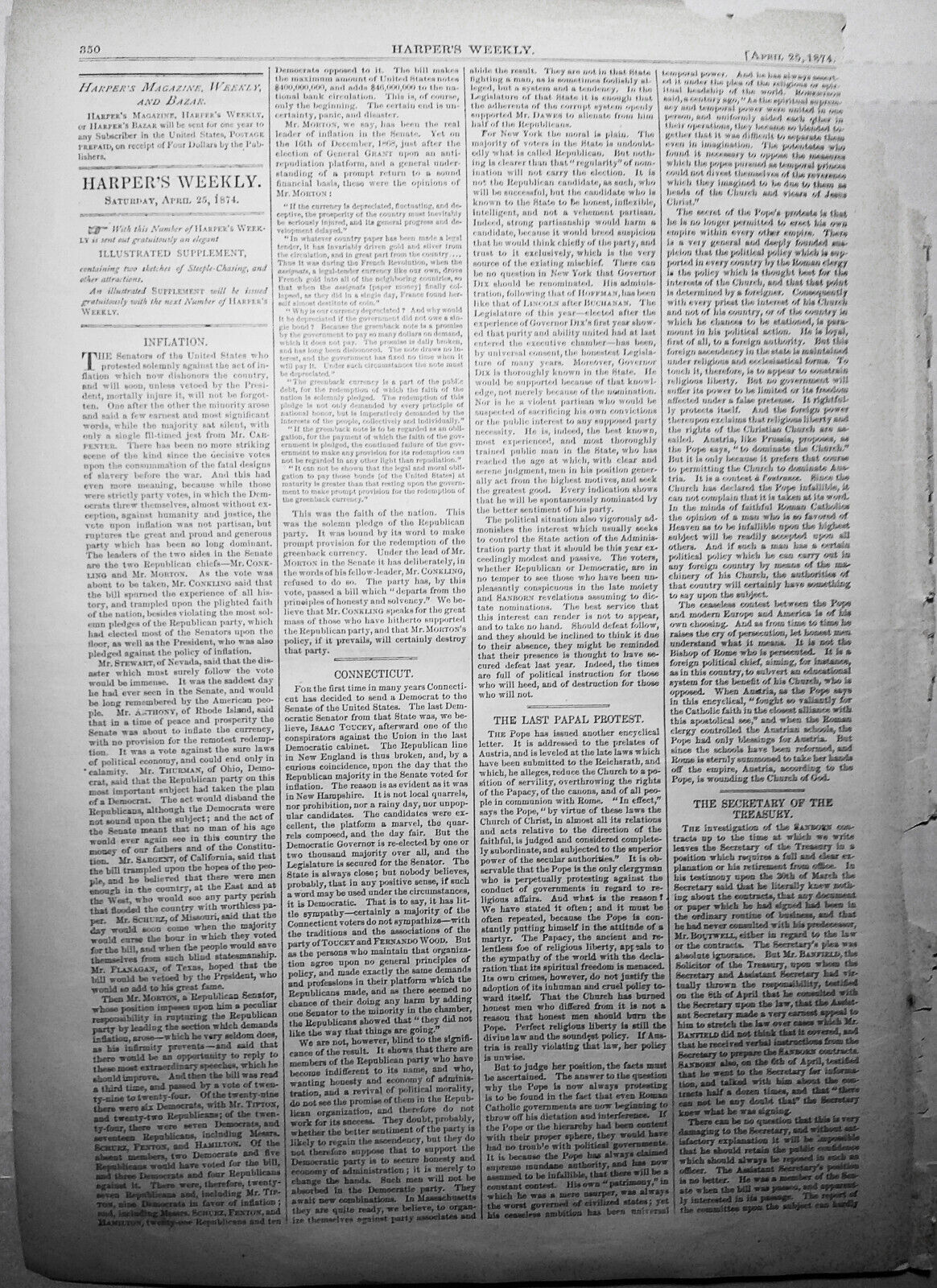 "Grand occasion of the century" by Thomas Nast. Harper's Weekly, April 25, 1874.
