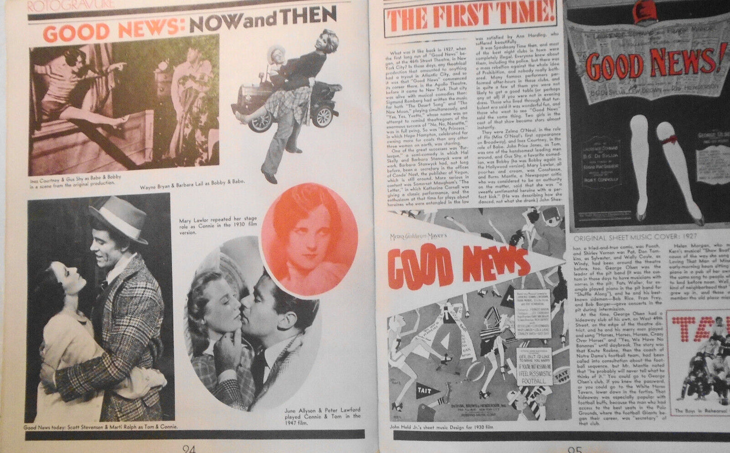 SIGNED Alice Faye & Stubby Kaye, et al   Good News souvenir Program, 1974