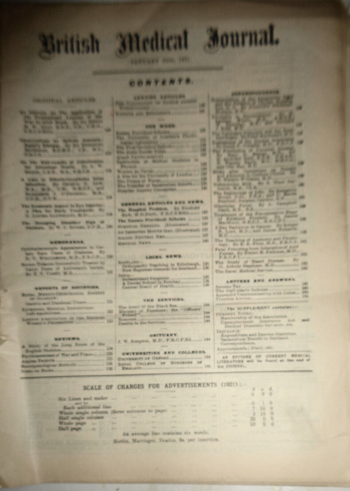 THE BRITISH MEDICAL JOURNAL SATURDAY, JANUARY 22, 1921