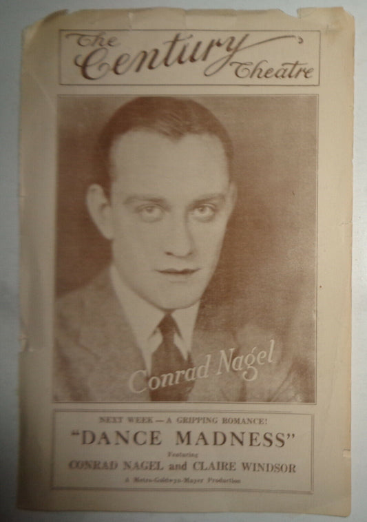 "DANCE MADNESS" FEATURING CONRAD NAGEL AND CLAIRE WINDSON, CENTURY THEATRE 1926