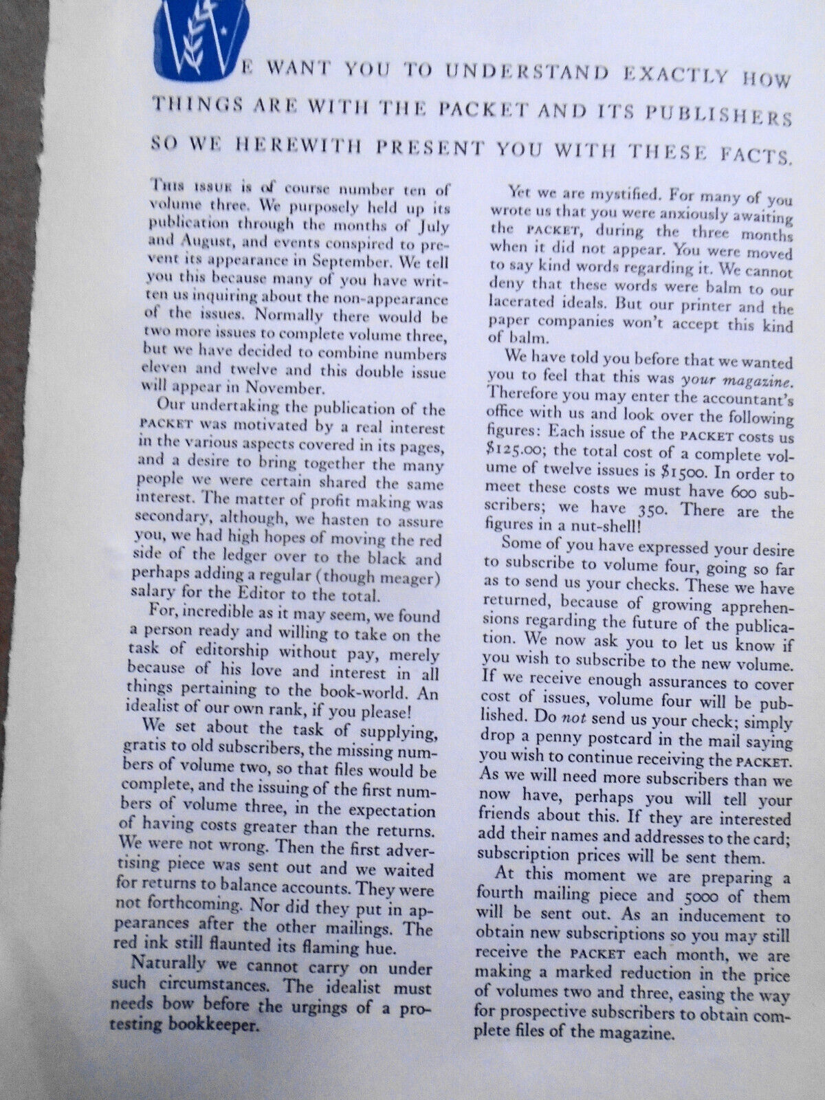 Book Collector's Packet October 1939 - Art Appreciation; Australia Fine Printing