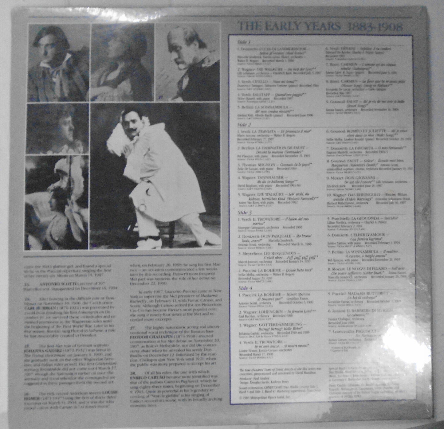One Hundred Years Of Great Artists At The Met, Early Years -  2XLP, 1985, SEALED