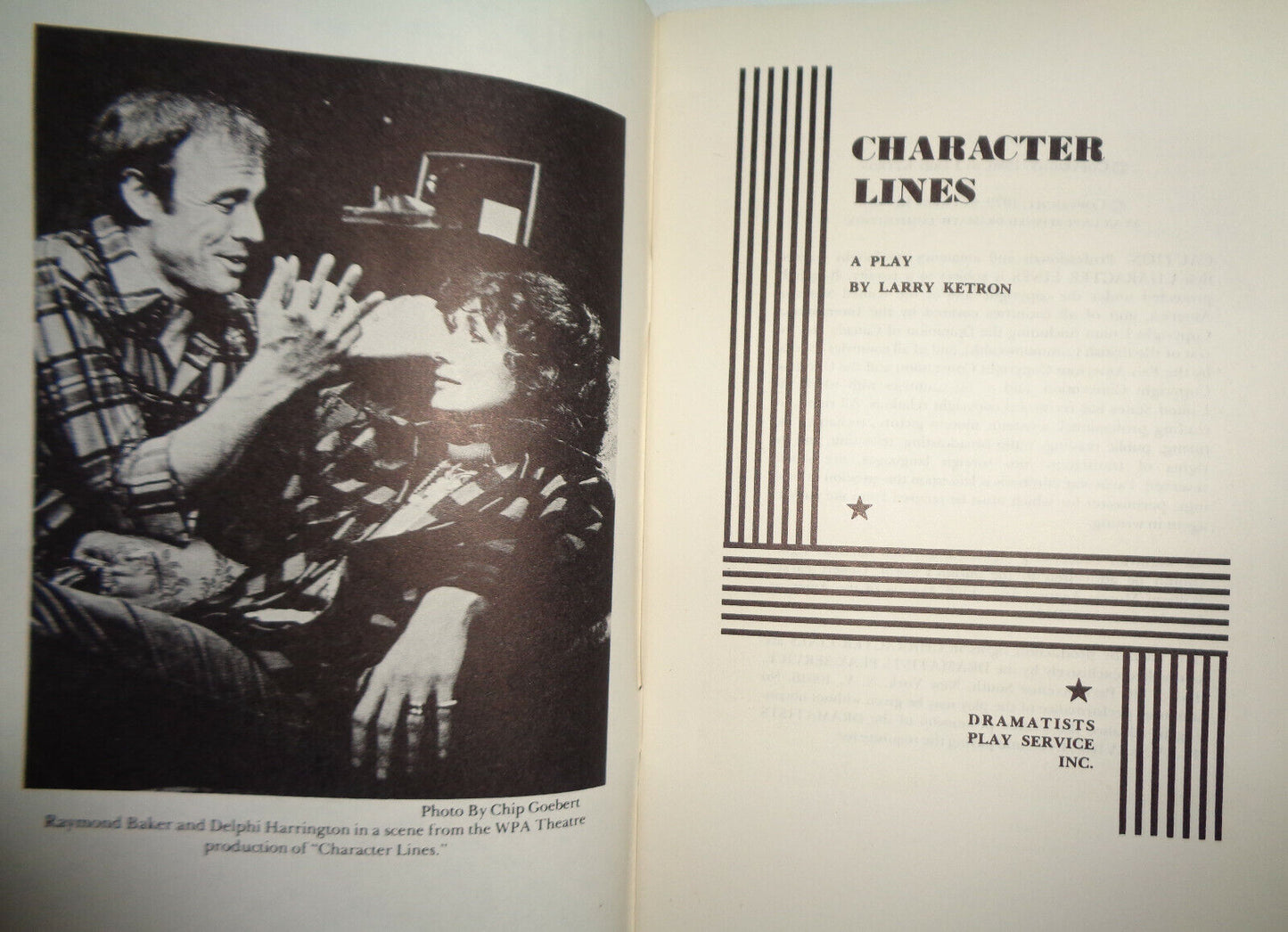 Character lines : a play, by Larry Ketron. 1980
