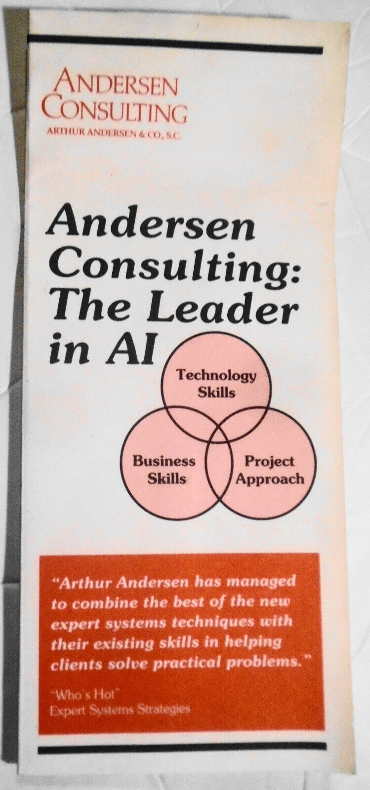 Andersen Consulting Artificial Intelligence brochure [1980s]. Arthur Andersen Co