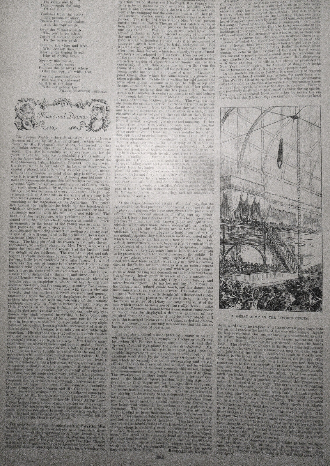 Harper's Weekly April 22, 1893 - Naval maneuvers; Circus; French cavalry;Artists