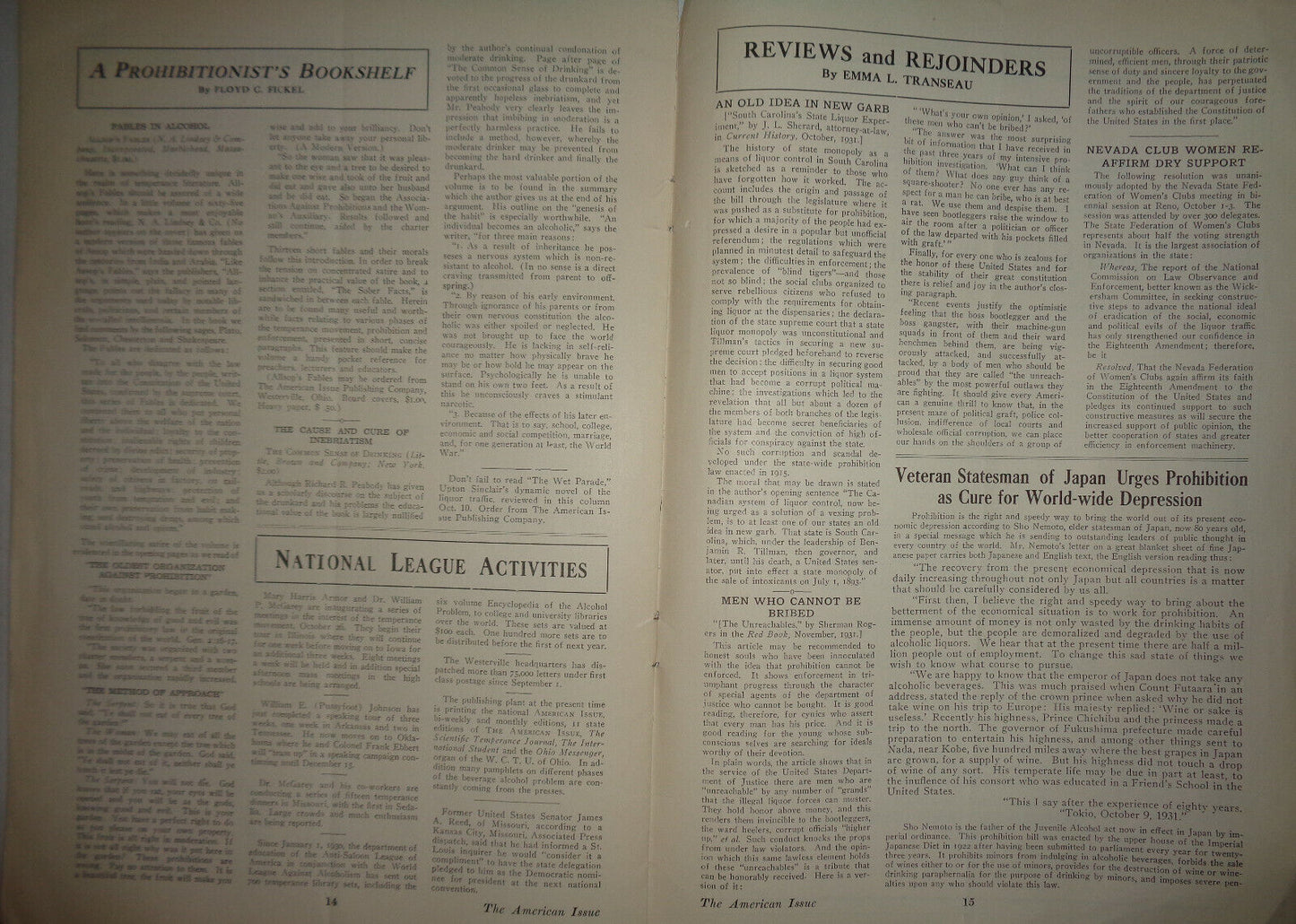 The American Issue (Prohibition journal) 10/24/1931 - Thomas Edison, Al Capone..