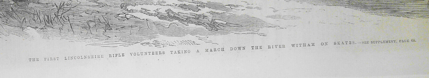 First Lincolnshire Rifle Volunteers Take a March on Skates, River Witham 1861