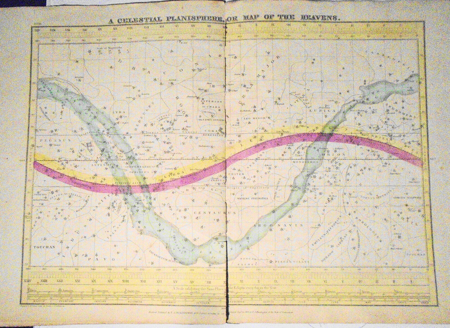 1835 Plan of the Solar System & Celestial Planisphere of the Heavens - original