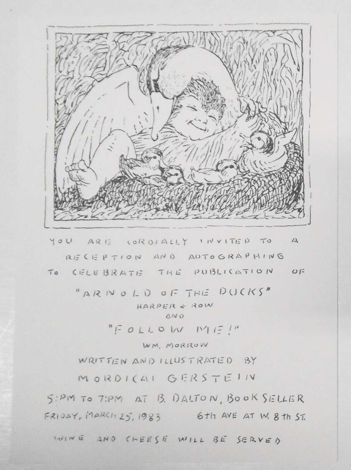 Arnold of the Ducks, by Mordicai Gerstein. 1983 First Edition SIGNED / INSCRIBED