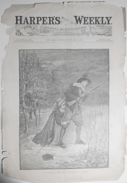Early Settlers on their way to Church - Harper's Weekly, January 6 1883