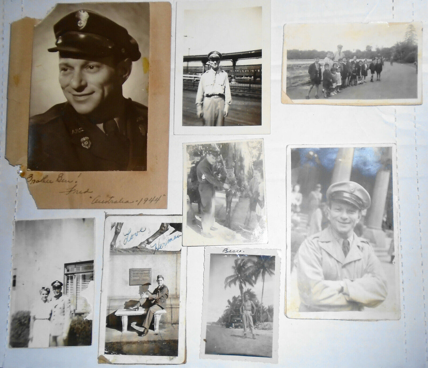 American soldier from Queens in Australia 1940's (WWII) - 8 original photos.