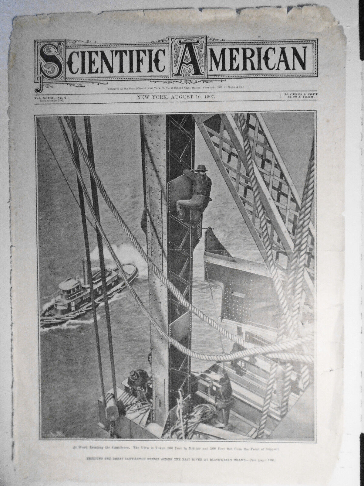 Erecting The Great Cantilever Bridge Across East River At Blackwell's Island1907