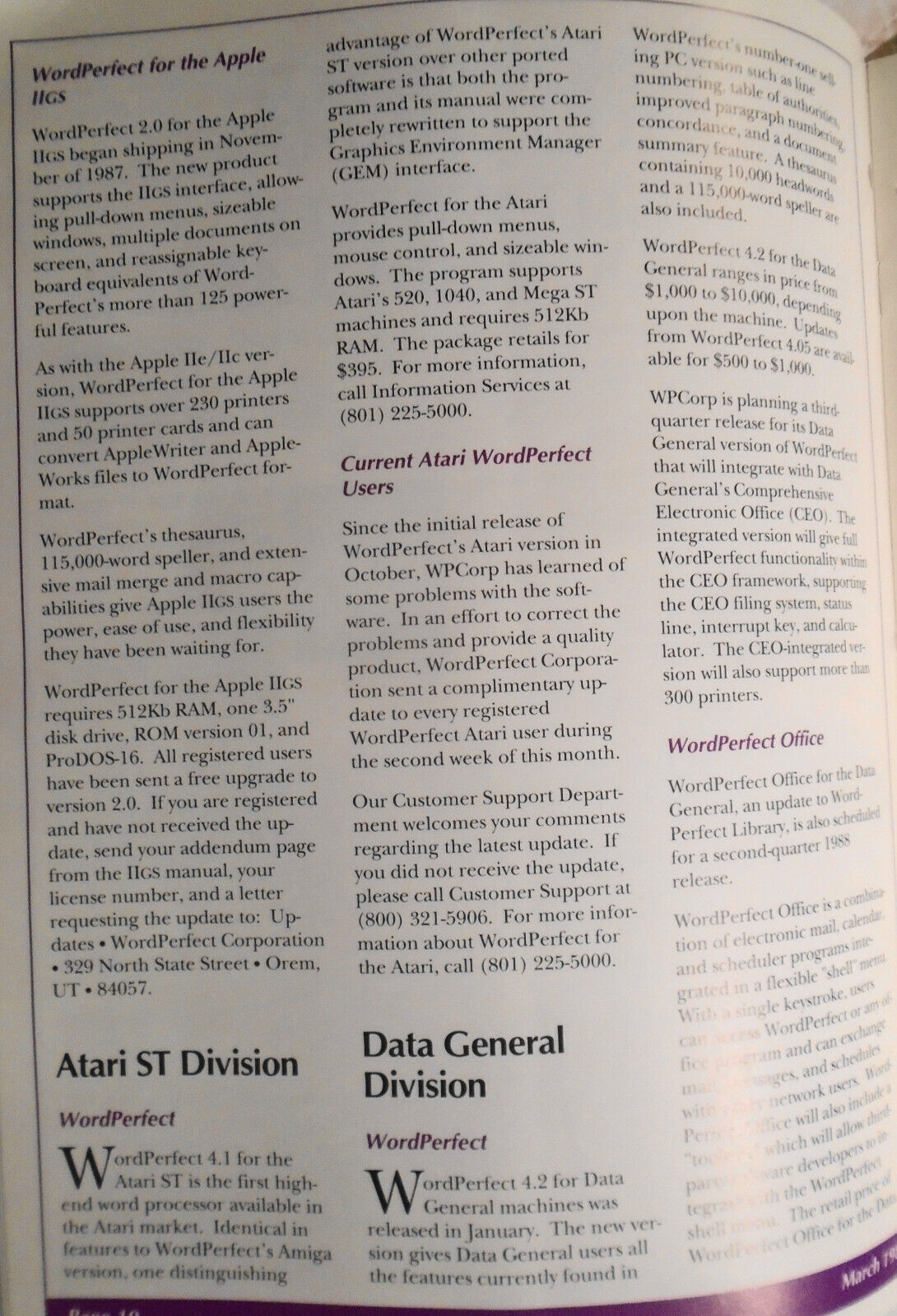 WPCorp Report, March 1988, WordPerfect Corporation