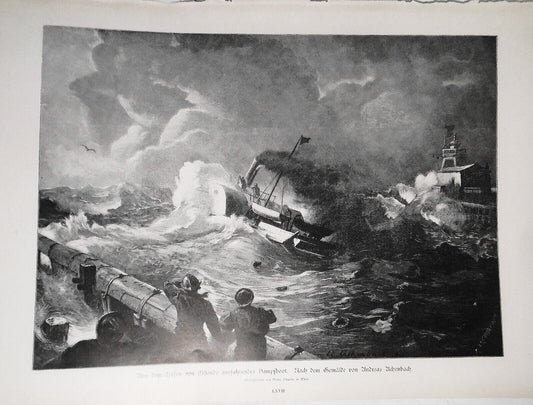 Aus Dem Hasen von Ostende Ausfahrendes Dampfboot, von  Andreas Achenbach  1886