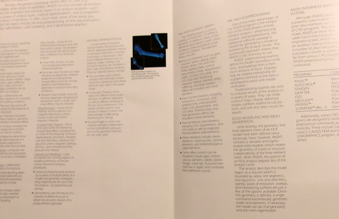 ANYSYS-PC Finite Element Analysis software Promo literature folder 1989.
