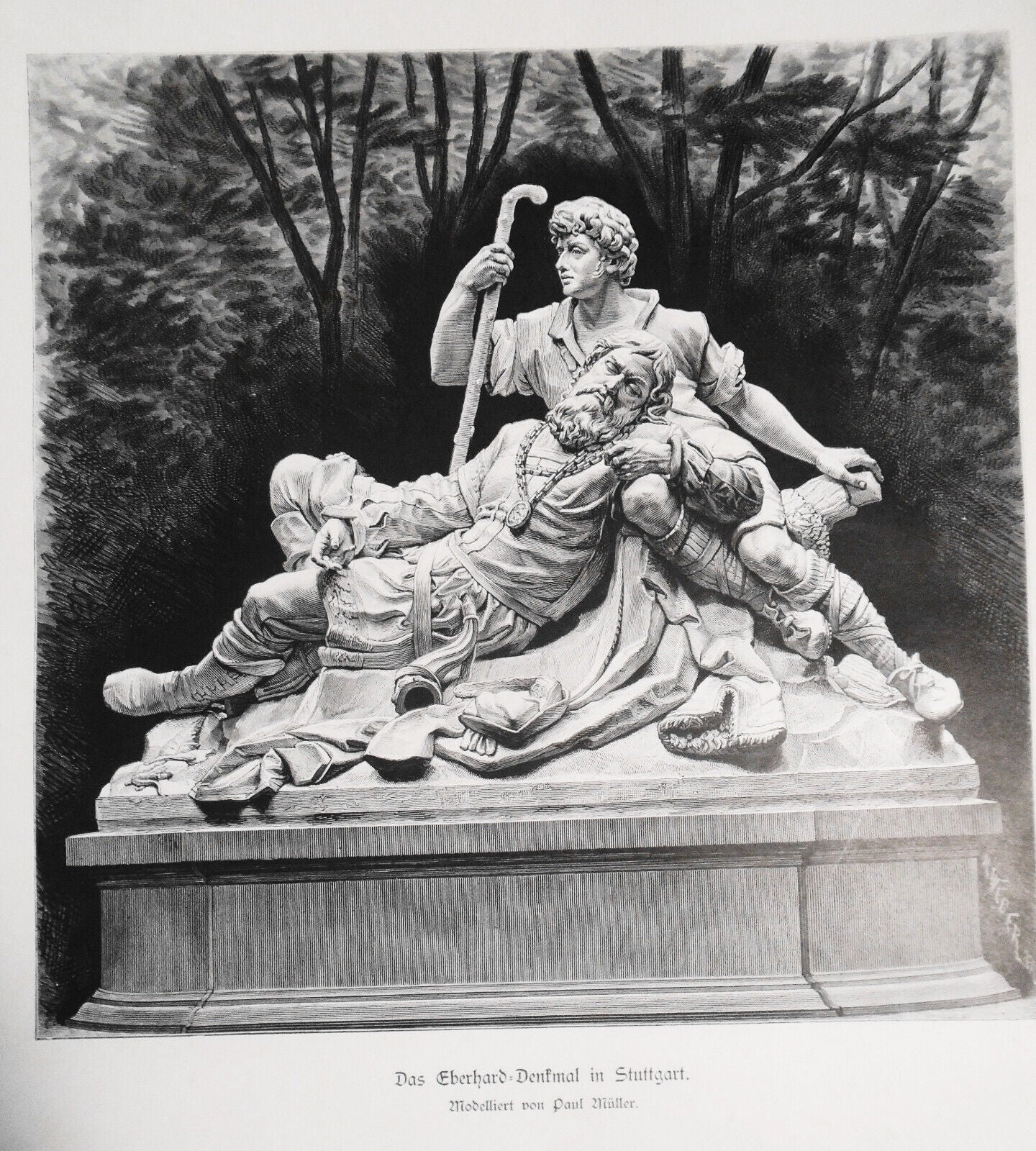 Das Eberhard Denkmal in Stuttgart, by Paul Müller -- 1882