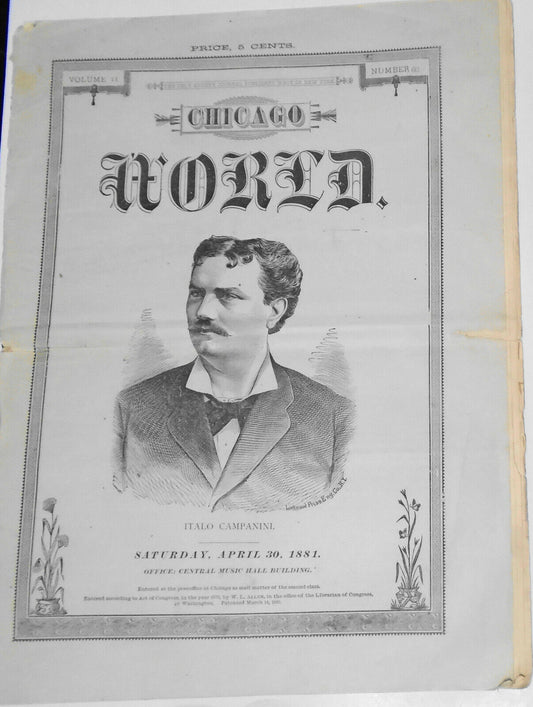 Chicago World - Society & the Fine Arts - April 30, 1881 Complete Original Issue