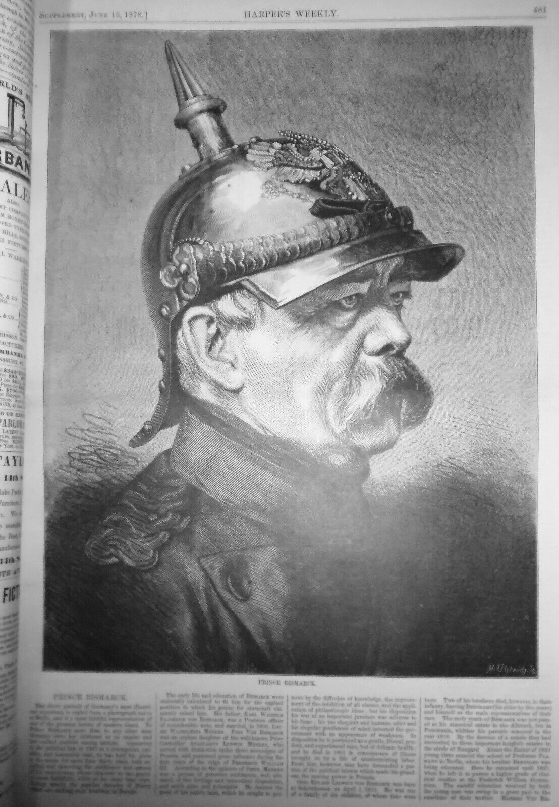 Opening Of The Paris Exhibition & Prince Bismarck - Harper's Weekly, June 1878
