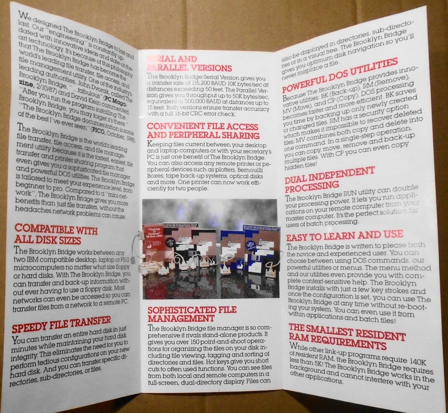 1987 The Brooklyn Bridge, by White Crane  Systems - 2 brochures, press release.