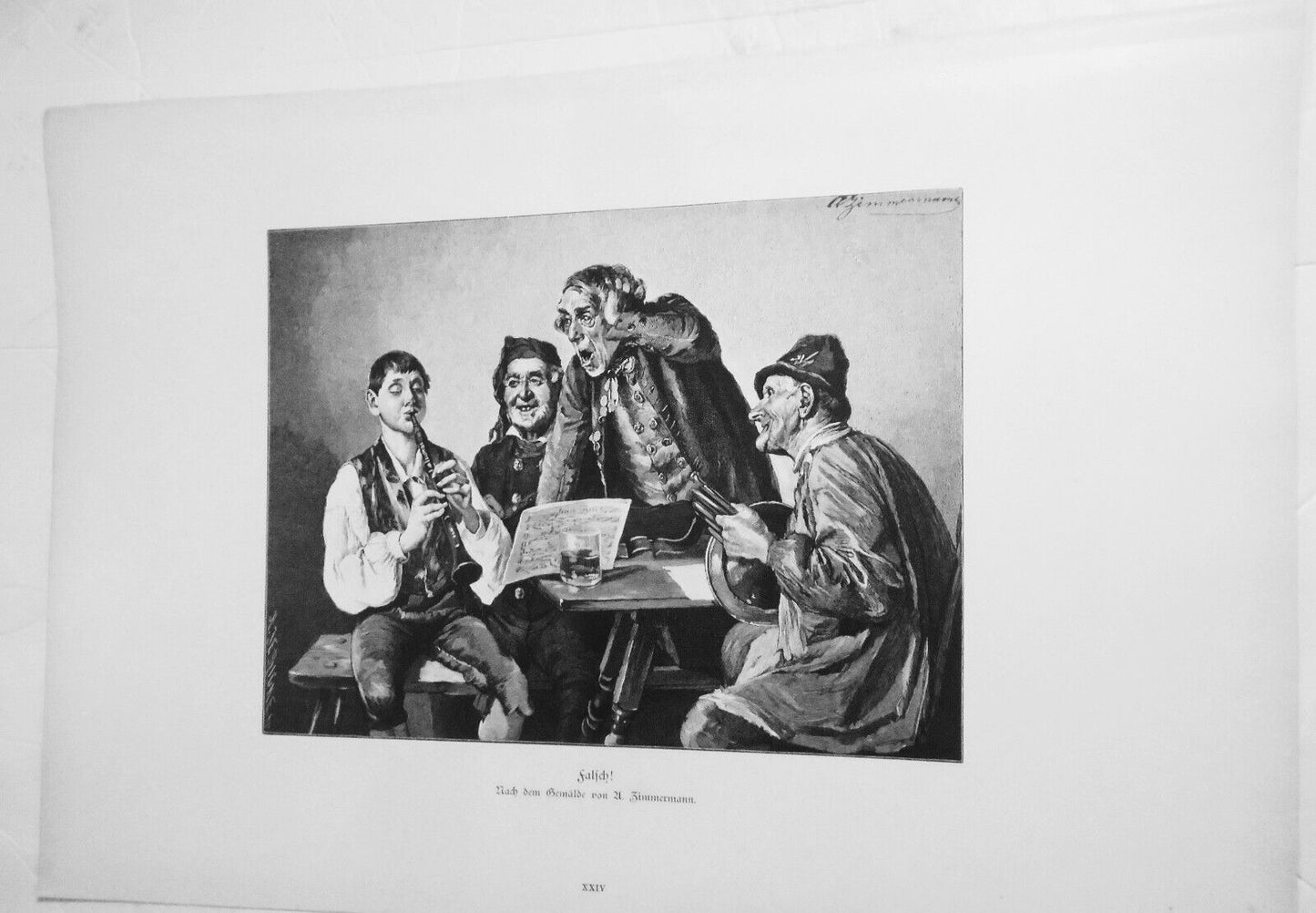 Falsch!, von  A. Zimmermann -- 1886 - Original antique print