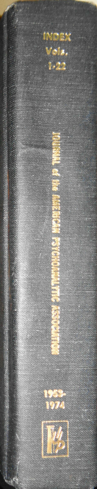 Journal of American Psychoanalytic Association: cumulative index V 1-22, 1953-74