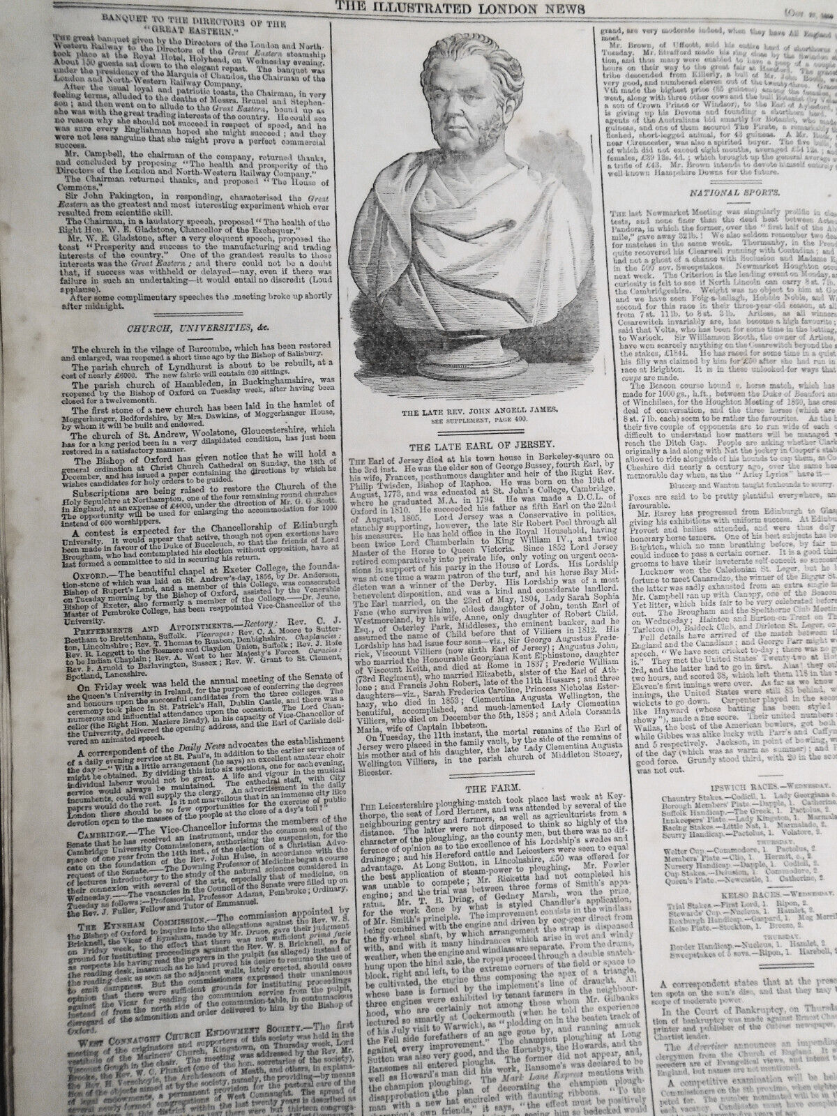The Illustrated London News, October 22, 1859. Great Eastern; Glasgow Waterworks