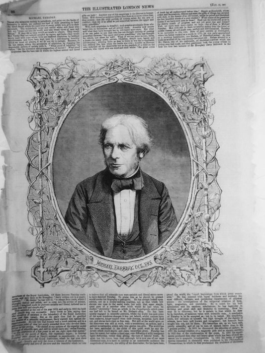 Michael Faraday - Illustrated London News, January 12, 1861. Orig Story & Print