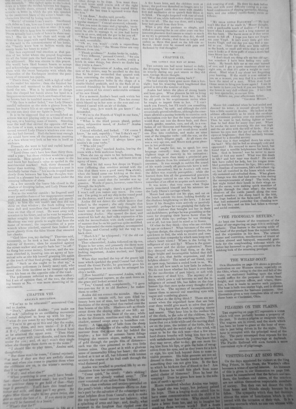 Harper's Weekly, June 12, 1869 - Sea burial ; Pilgrims on Plains; etc - Original