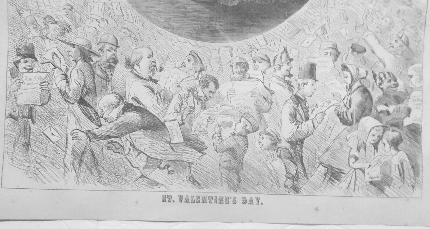 St. Valentine's Day  - original double-page print from Harper's Weekly 2/18/1865