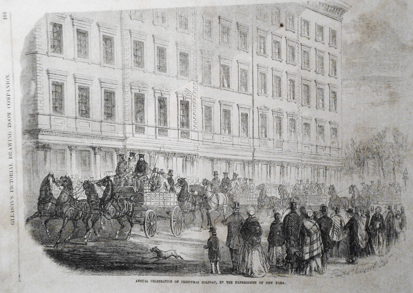 Annual Celebration Of Christmas Holiday by The Expressmen Of NY -Gleason's 1850s