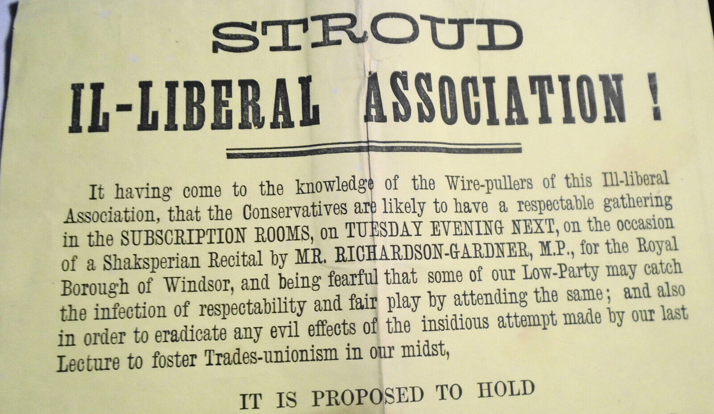 [UK Politics] Rare Stroud Il-liberal Association Broadside - late 1800s