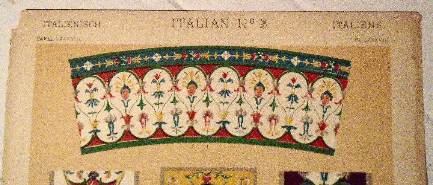 1868 ITALIAN No. 3 by Owen Jones - Color Lithograph from The Grammar of Ornament